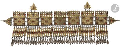 null Silver manlajlik headdress, Turkmenistan, Tekke, early 20th centuryAssemblage...