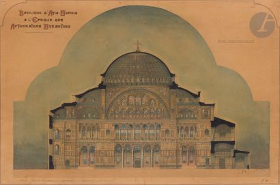  Alexandre RAYMOND (1872-1941 )Longitudinal section of the Basilica of Saint Sophia...
