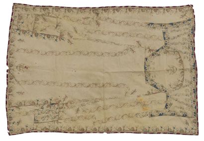 null Set of embroideries, Ottoman Empire, 19th centuryAn
ecru linen shaving apron...