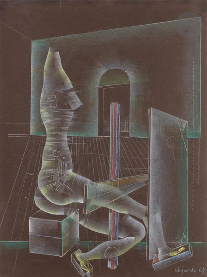 null Jerzy KUJAWSKI (1921-1998)
Composition, 1967
Technique mixte sur papier noir.
Signée...