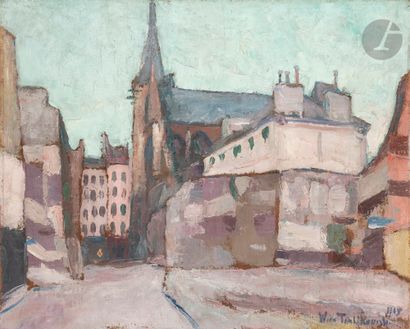 null Vladimir TERLIKOWSKI (1873-1951)
View of Paris, 1915
Oil on canvas.
Signed and...