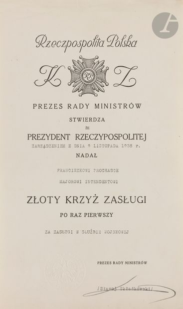 null Sabre d’officier polonais, modèle 1921, du Major intendant PROCHASKA
Poignée...
