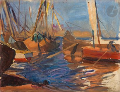 null Adam STYKA (1890-1959)
Barques sur le Nil à Assouan en Égypte [Łodzie egipskie...
