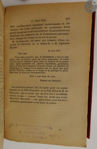 null DELZANT (Alidor).
Les Goncourt.
Paris : G. Masson, 1889. — In-12, toile rouge...