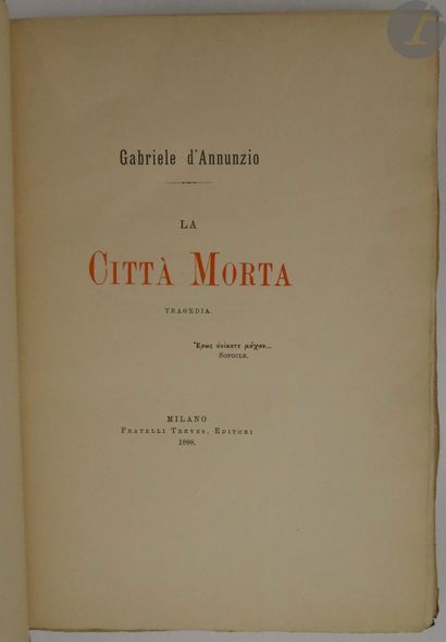  D'ANNUNZIO (Gabriele). Ensemble de 3 tragédies de Gabriele D'Annunzio : - LA CITTÀ...