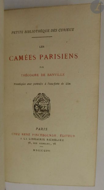 null BANVILLE (Théodore de).
Les Camées parisiens. [Première et deuxième série].
Paris...
