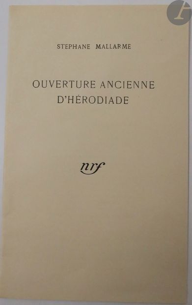 null MALLARMÉ (Stéphane).
Dyptique (sic).
Paris : NRF, 1929. — Plaquette in-8, agrafée,...
