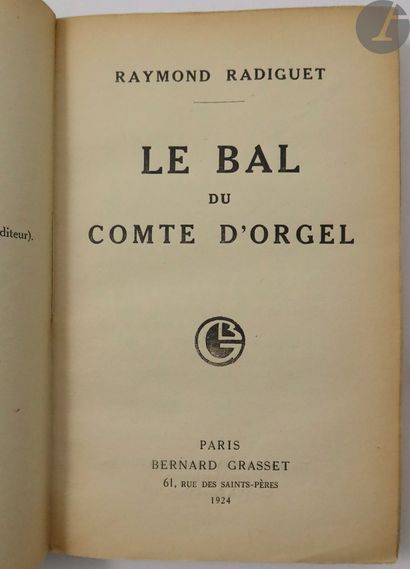 null 
RADIGUET (Raymond).



Le Bal du Comte d'Orgel.



Paris : Bernard Grasset,...