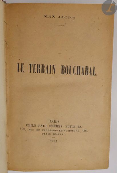 null JACOB (Max).
Le Terrain Bouchabal.
Paris : Émile-Paul frères, 1921. — In-8,...