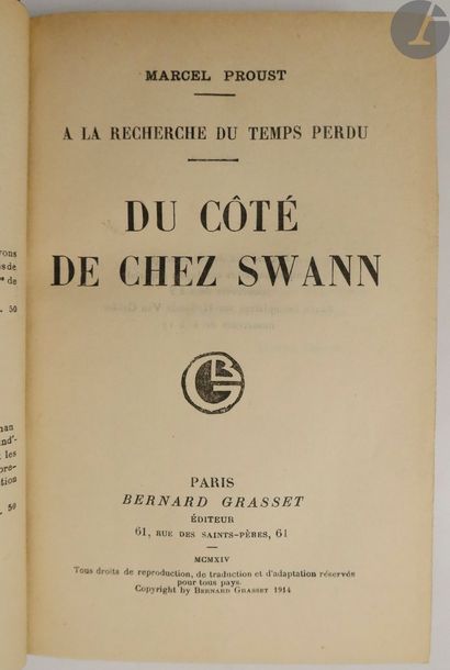 null PROUST (Marcel).
À la recherche du temps perdu.
Paris : Bernard Grasset, 1914...
