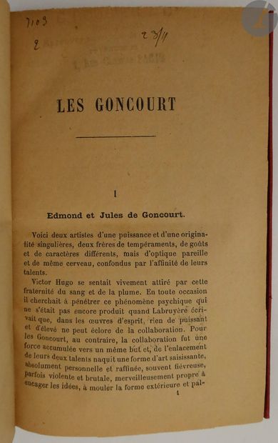 null DELZANT (Alidor).
Les Goncourt.
Paris : G. Masson, 1889. — In-12, toile rouge...