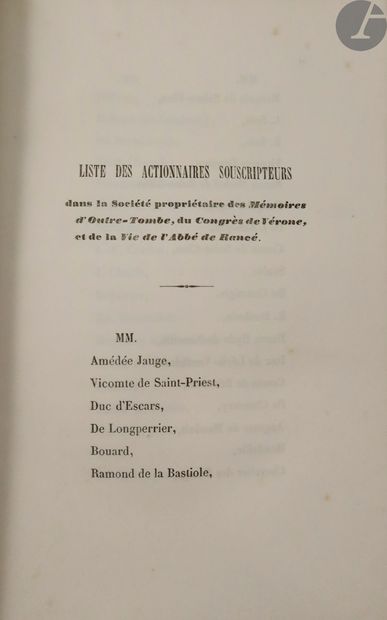 null CHATEAUBRIAND (François-René de).
Mémoires d'outre-tombe.
Paris : Eugène, Victor...