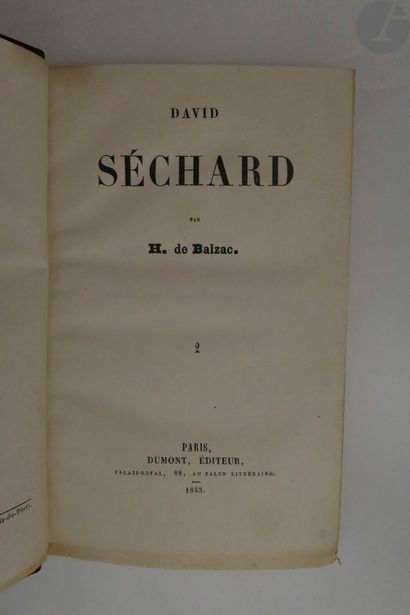 null BALZAC (Honoré de).
David Séchard.
Paris : Dumont, 1843. — 2 volumes in-8, demi-veau...