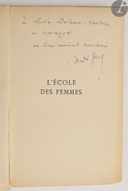 null GIDE (André).
Set of 3 works dedicated to Lucie Delarue-Mardrus :


- L'ÉCOLE...