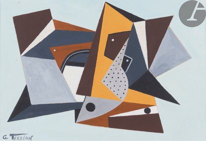 null GEORGES TERZIAN (1939-2021) 
Cubist composition 
Gouache. 
Signed lower right....