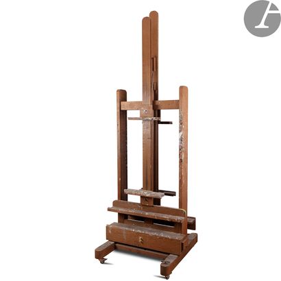  ÉTABLISSEMENT MARIN - GEORGES TERZIAN COLLECTIONOak double-sided easel on casters....