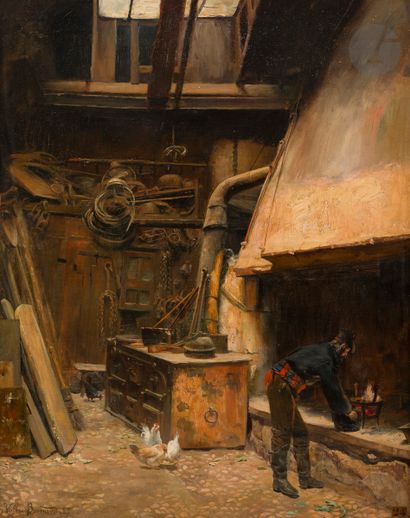 null Valère BERNARD (1860-1936
)The Workshop, 1887Oil
on canvas.
Signed and dated...