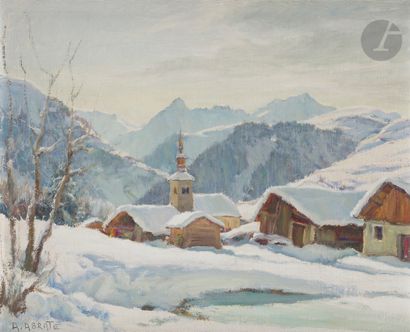 Angelo ABRATE (1900-1985) Paysage de neige...