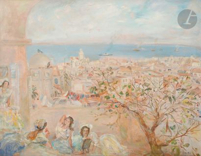 null Oscar SPIELMANN (1901-1973)
Femmes devant la baie d’Alger
Huile sur toile.
Signée...