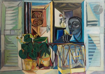 null Georges-Henri PESCADÈRE (1915-2003)
La Femme et l’oiseau à la fenêtre
Huile...