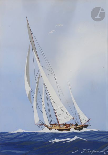 null Léon HAFFNER (1881-1972
)Sailing boatGouache
.
Signed lower right.
42,5 x 30,5...