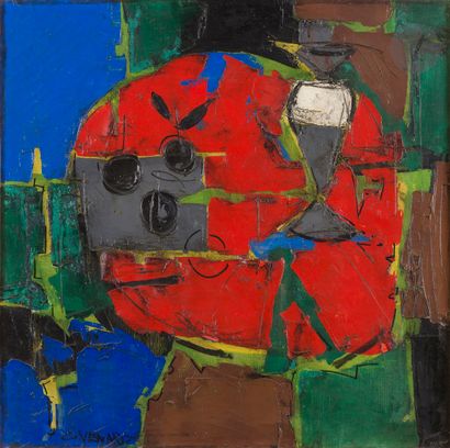 Claude VENARD (1913-1999) Table rouge aux...