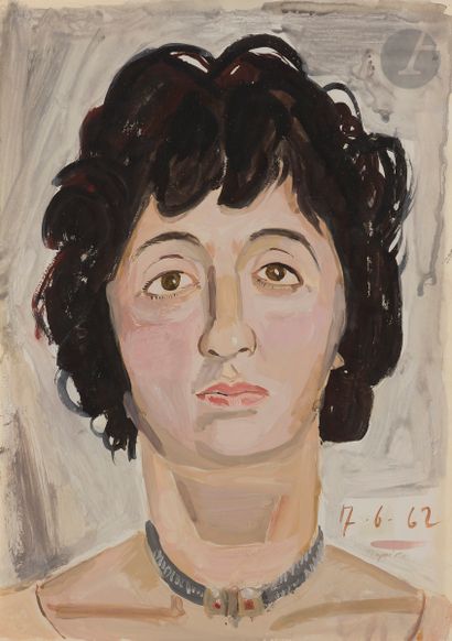 null Yannis TSAROUCHIS (1910-1989)
Portrait d’Alice Tériade, 1962
Gouache.
Signée...