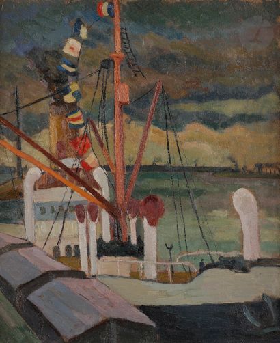 null Gisèle FERRANDIER (1909-?)
Mât et bateaux
Huile sur toile.
Signée en bas à ...