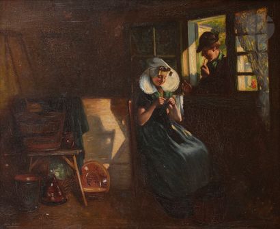 null Max SILBERT (1871-1930)
La Couturière visitée, 1903
Huile sur toile.
Signée,...