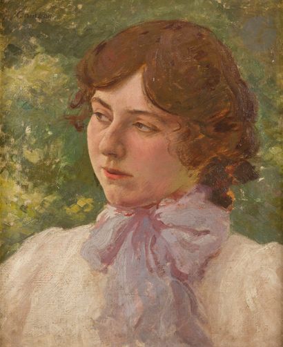 H. CAMBON (XIX-XXe) Portrait de femme Huile...
