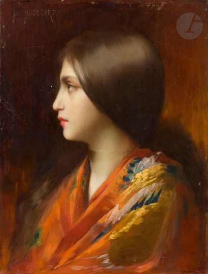  Léon Auguste César HODEBERT (1852-1914) Portrait de jeune fille Huile sur toile....