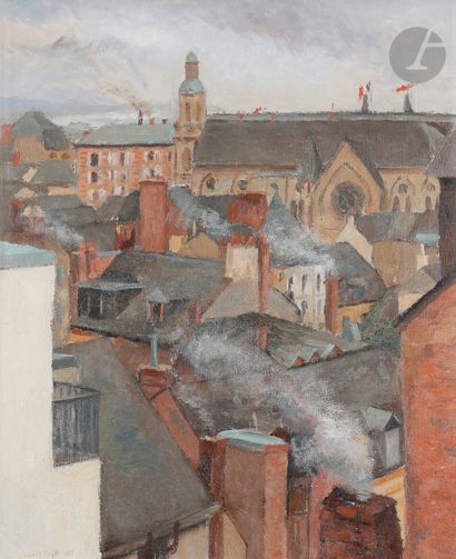 Louis MAYER (1869-1969 )The Roofs, 1905Oil...