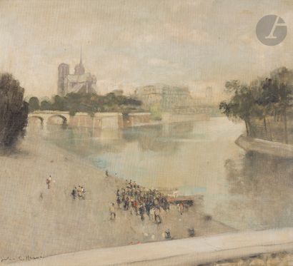 null Jules-René HERVÉ (1887-1981)
Paris, Notre-Dame, Quai de Seine animé
Huile sur...