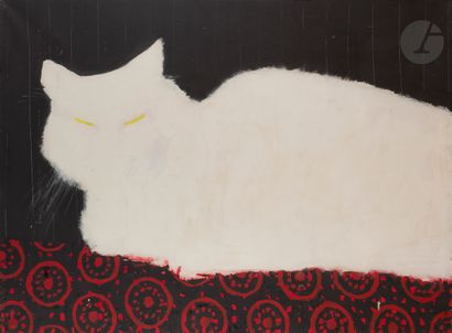 null René GRUAU (1909-2004)
Le Chat blanc
Huile sur toile.
Signée en bas à droite.
(Petits...