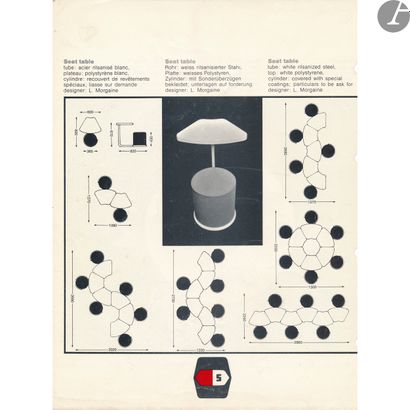  LIONEL MORGAINE (1928-2016) DESIGNER & SENTOU ÉDITEUR Seat table, le modèle conçu...