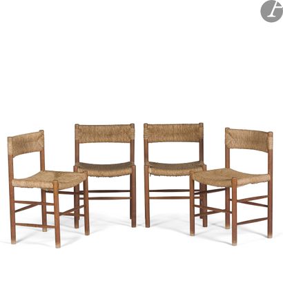 null ROBERT SENTOU (1922-2008)
Dordogne, le modèle conçu vers [1960]
Suite de 4 chaises.
Frêne,...
