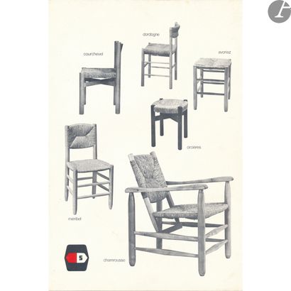 null CHARLOTTE PERRIAND (1903-1999) DESIGNER & SENTOU PUBLISHERTabouret

.
Ash, straw.
H....