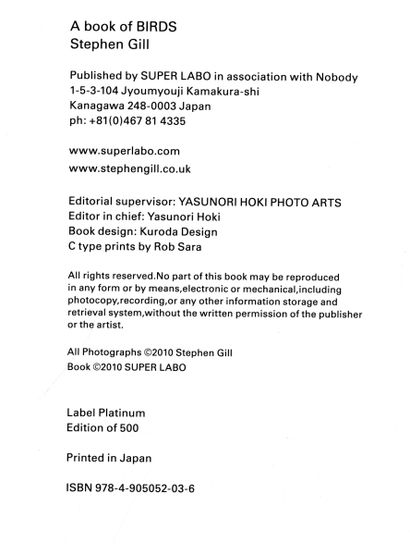 null GILL, Stephen (né en 1950) [Signed]

A book of birds.
Kanagawa, Super Labo,...