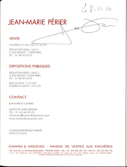 null PERIER, Jean-Marie (né en 1940) [Signed]
2 ouvrages. 

*Catalogue de la vente...