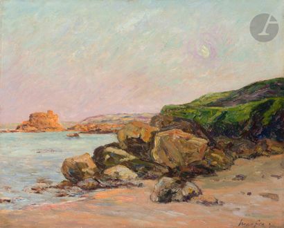  Maxime MAUFRA (1861-1918 )Moonrise at Saint-Jean-du-Doigt{CR...