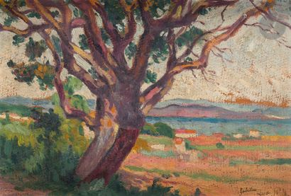 null Maximilien LUCE (1858-1941
)View of the Gulf of Saint-Tropez, 19[1]2Oil
on board.
Signed,...