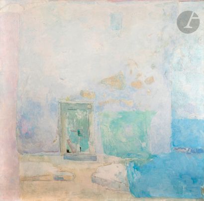 Pierre LESIEUR (1922-2011) Le Mur bleu Huile...