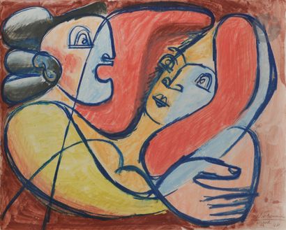  Charles-Édouard JEANNERET dit LE CORBUSIER (1887-1965 )Two Busted Women Embracing,...