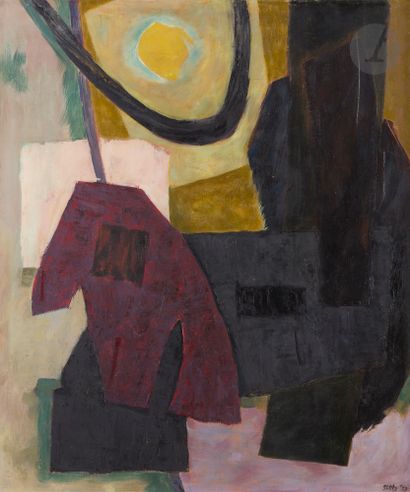 Henri GOETZ [franco-américain] (1909-1989) Composition, 1953 Huile sur toile. Signée...