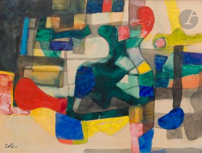 null Maurice ESTÈVE (1904-2001
)Composition, 195A watercolor
.
Signed lower left.
38...