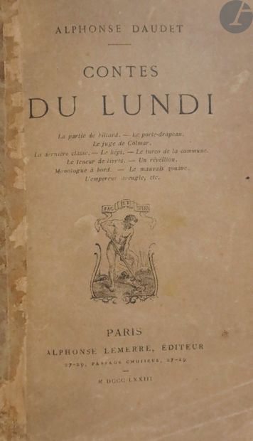  DAUDET (Alphonse). Contes du lundi. Paris : Alphonse Lemerre, 1873. — In-16, demi-chagrin...