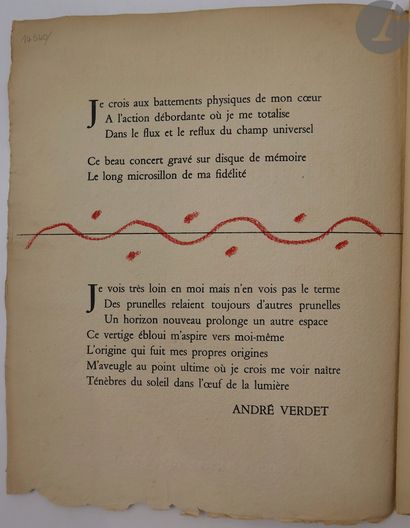 null VERDET (André).
André Verdet. L'Œil constant.
Paris : Galerie Rive droite, 1960....