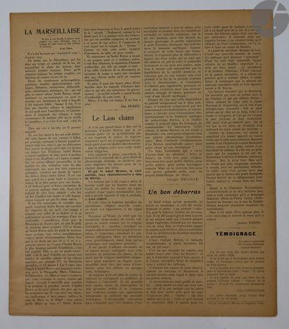 null [BRETON (André)].
Un Cadavre.
[Paris : imp. Sp. du Cadavre, 15 janvier 1930]....
