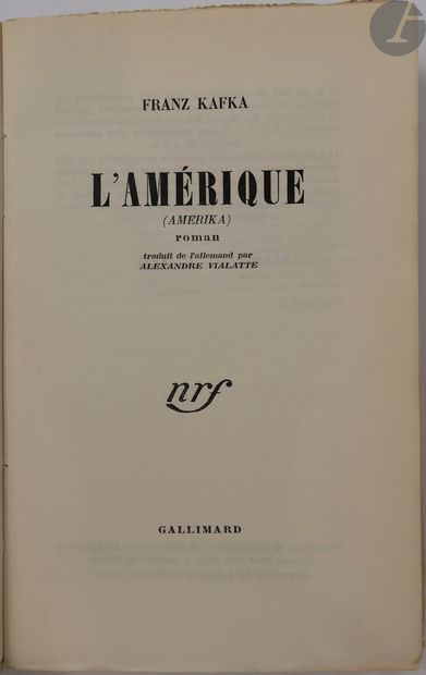 null KAFKA (Franz).
Ensemble de 9 ouvrages :


- L'AMÉRIQUE. Traduit de l'allemand...