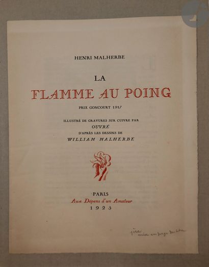 null MALHERBE (Henry).
La Flamme au poing. Prix Goncourt 1917.
Paris : Aux Dépens...